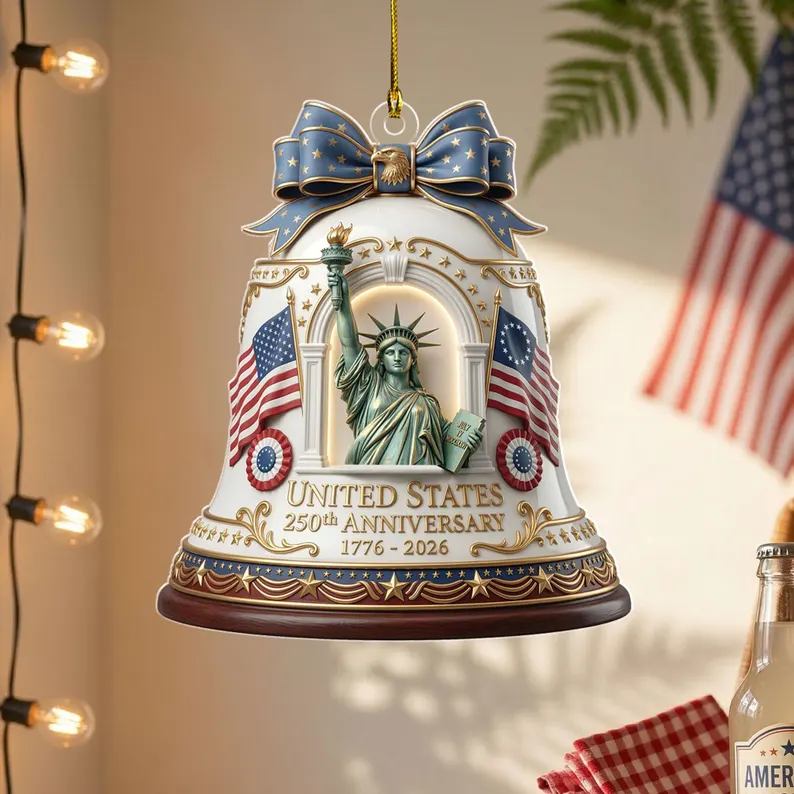 America 250 Ornament mockup chính — Statue of Liberty bell