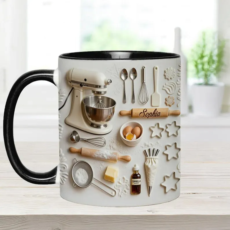 Baking Mug black handle mockup