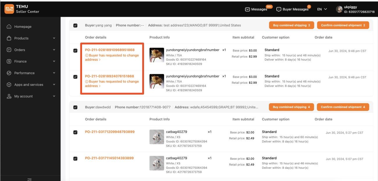 Shipping Settings - shipping address và template trên TEMU
